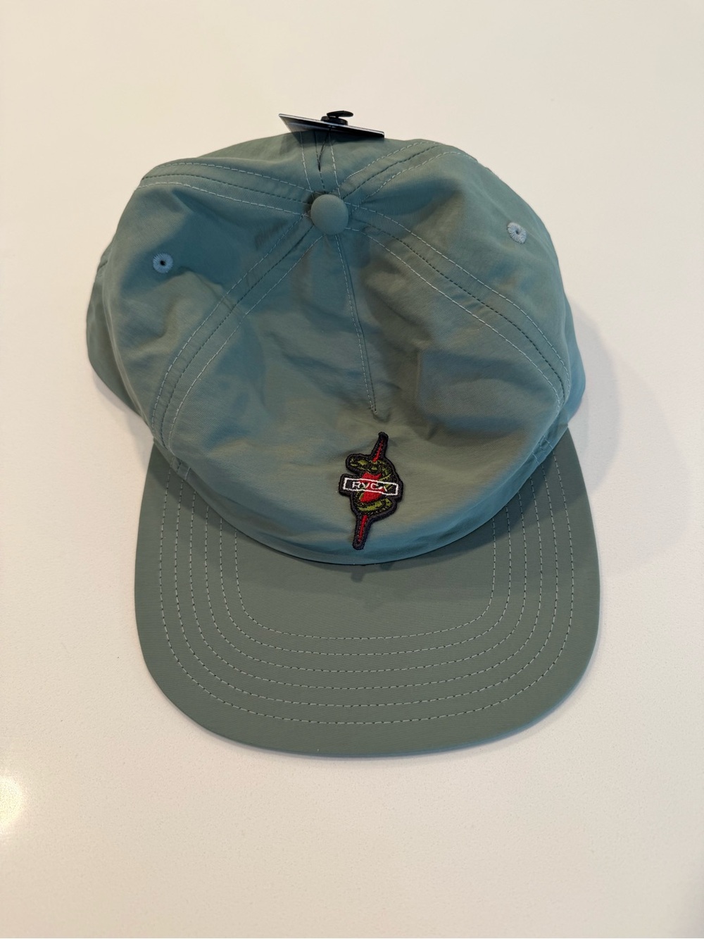NWT RVCA Light Sage Green Baseball Cap with Embroidered Patch